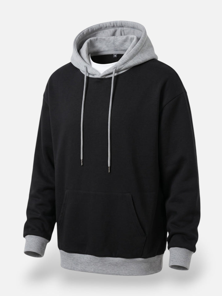 Tvåfärgad hoodie med dragsko för herr