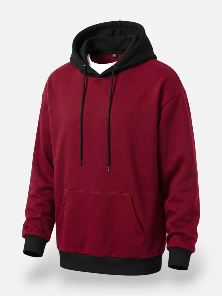 Tvåfärgad hoodie med dragsko för herr