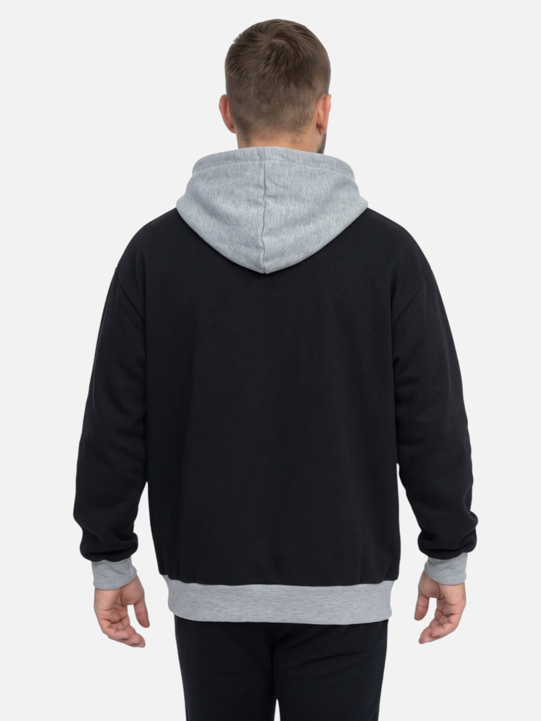 Tvåfärgad hoodie med dragsko för herr