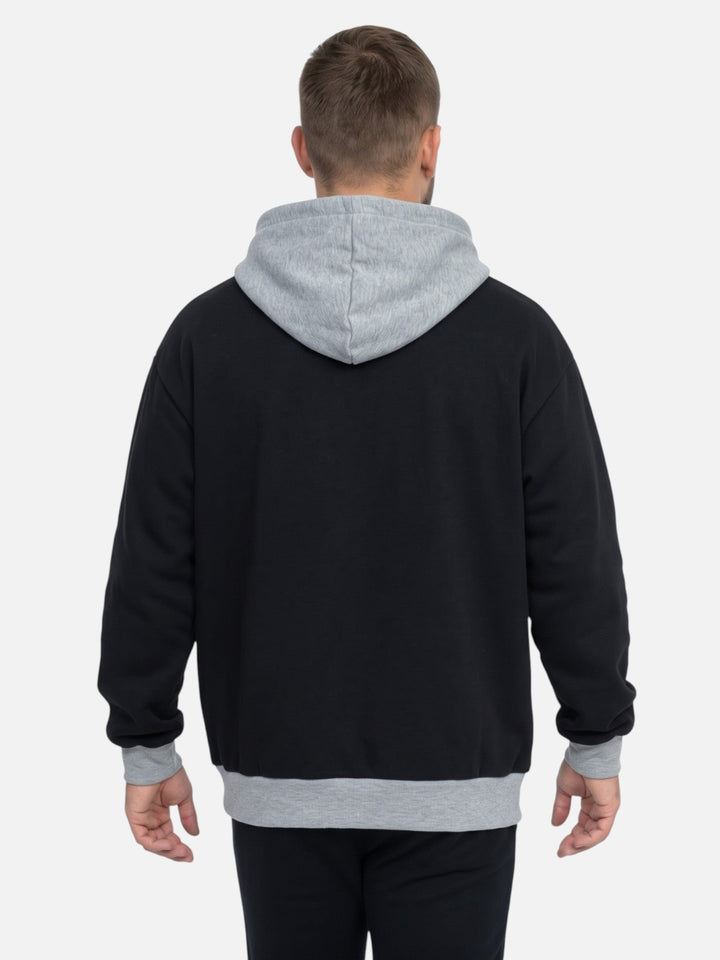Tvåfärgad hoodie med dragsko för herr