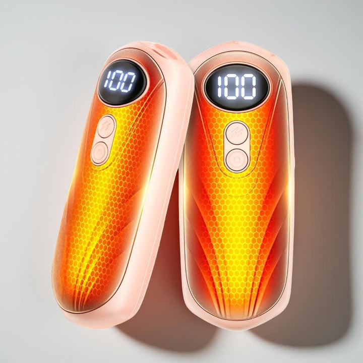 Laddningsbara handvärmare med LED och fem värmelägen, set om 2