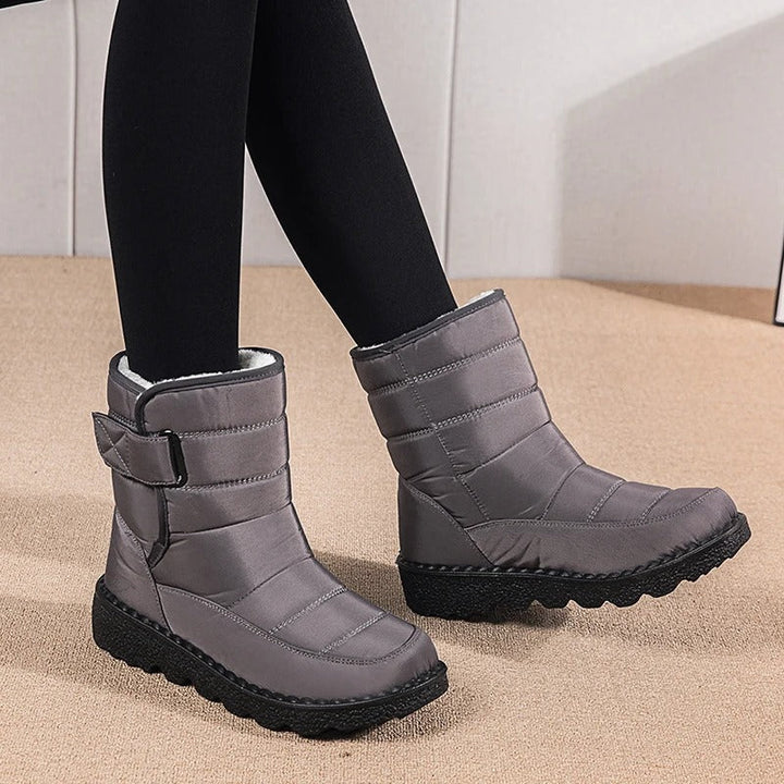 Fodrade ankelboots dam med kardborrestängning - Vinterkänga halkskydd