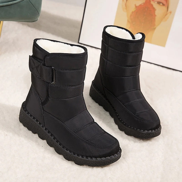 Fodrade ankelboots dam med kardborrestängning - Vinterkänga halkskydd