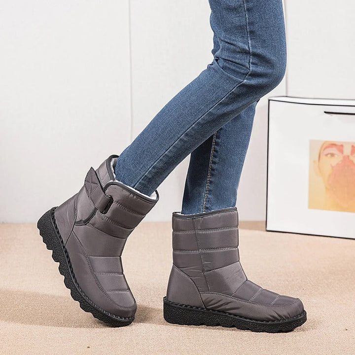 Fodrade ankelboots dam med kardborrestängning - Vinterkänga halkskydd