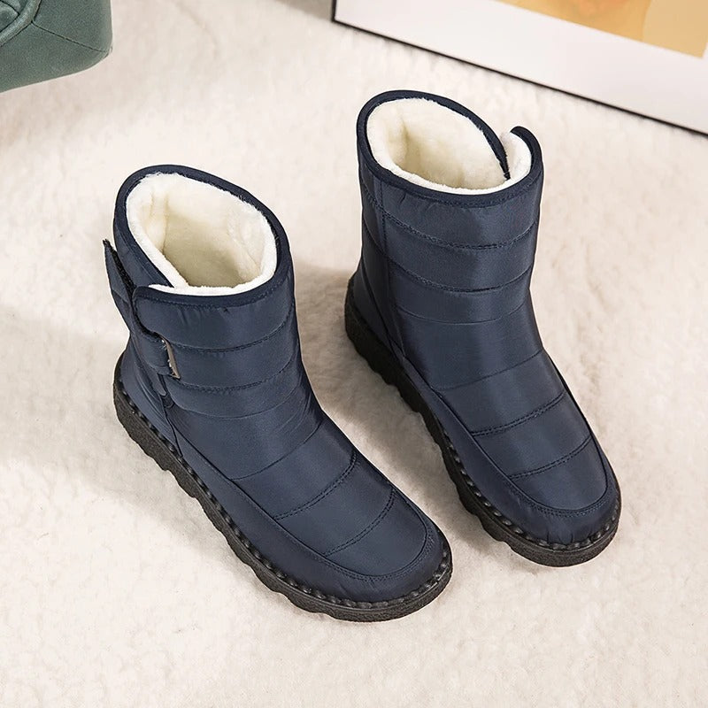 Fodrade ankelboots dam med kardborrestängning - Vinterkänga halkskydd