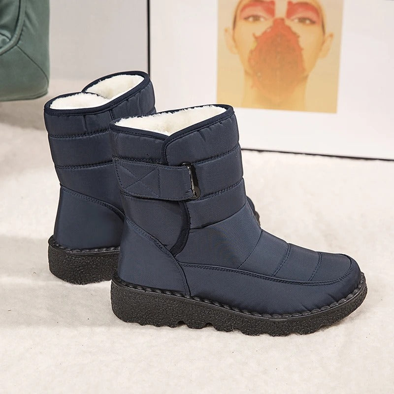 Fodrade ankelboots dam med kardborrestängning - Vinterkänga halkskydd