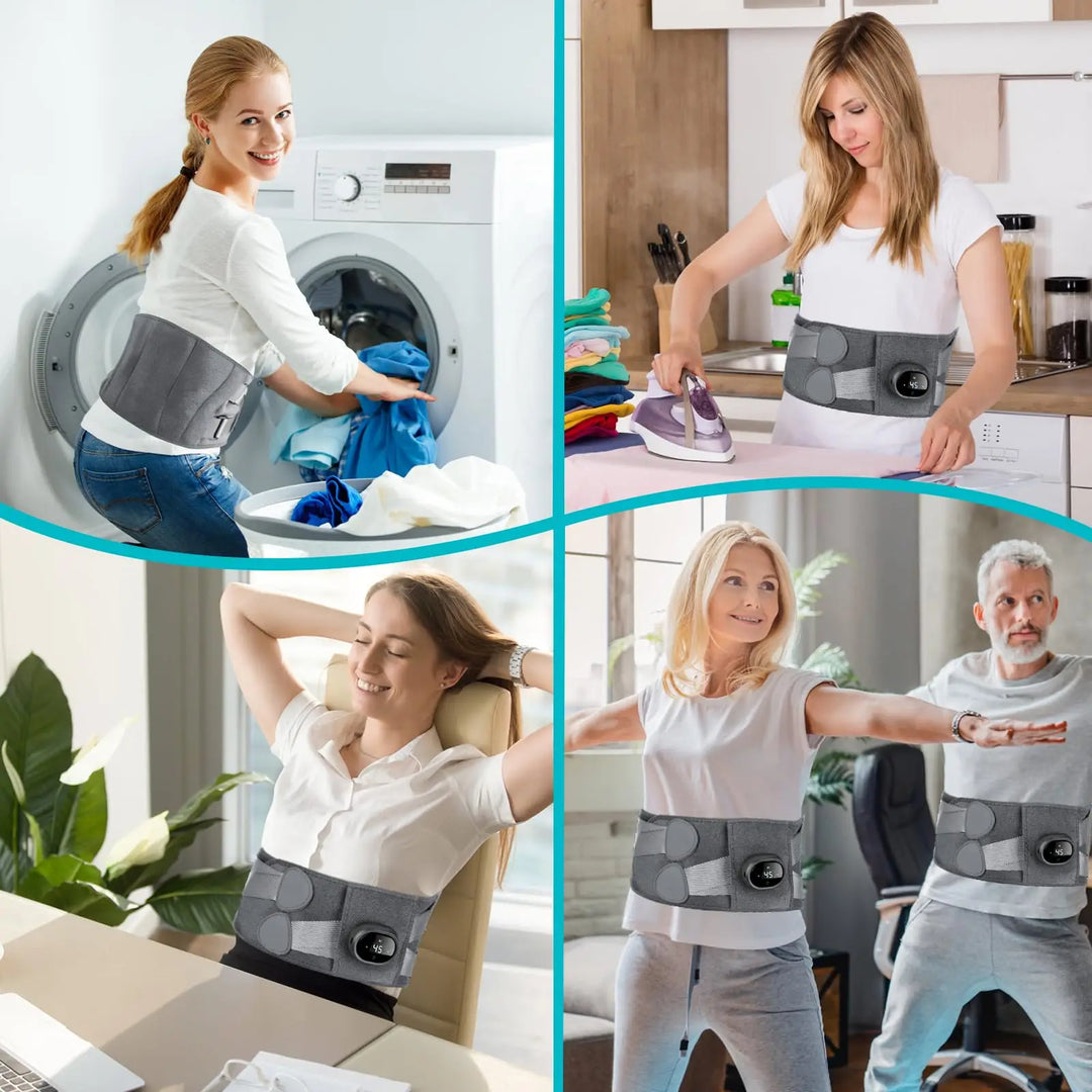 Trådlöst värmebälte för ländryggen med vibrationsfunktion