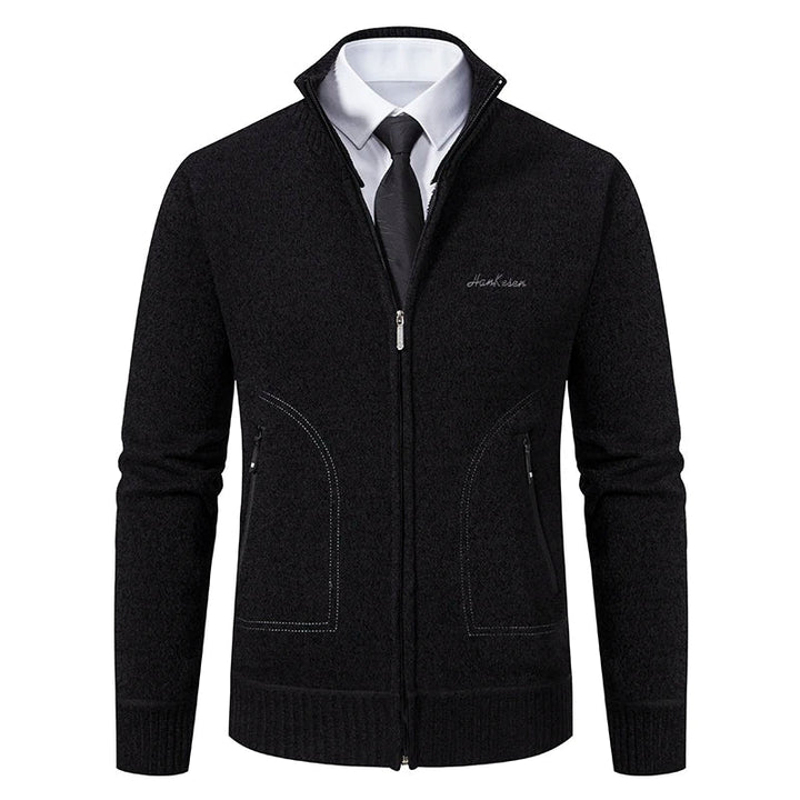 Kofta herr stickad med foder – mjuk cardigan som jacka