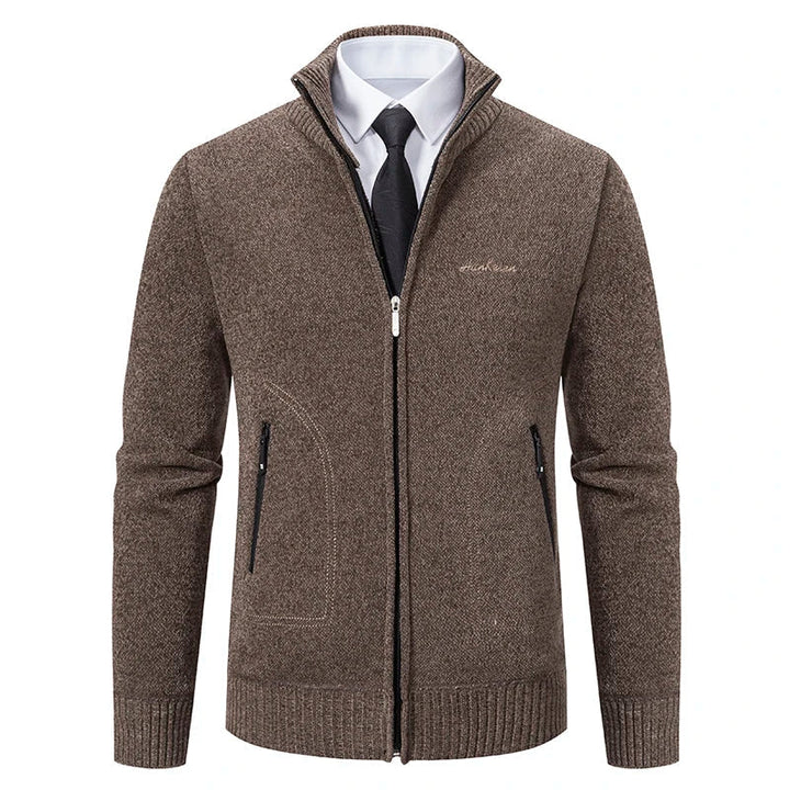 Kofta herr stickad med foder – mjuk cardigan som jacka