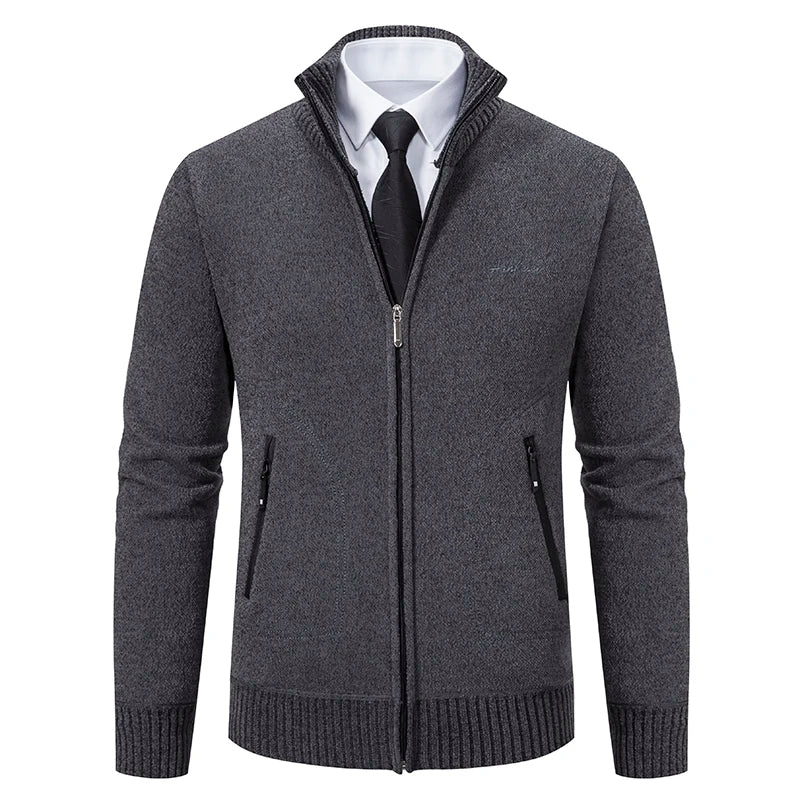 Kofta herr stickad med foder – mjuk cardigan som jacka