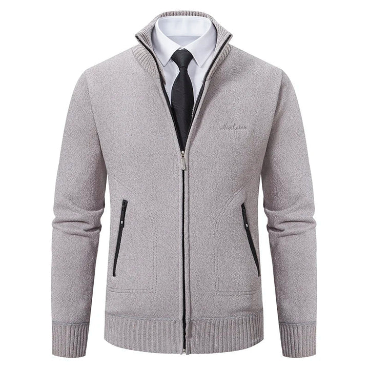Kofta herr stickad med foder – mjuk cardigan som jacka