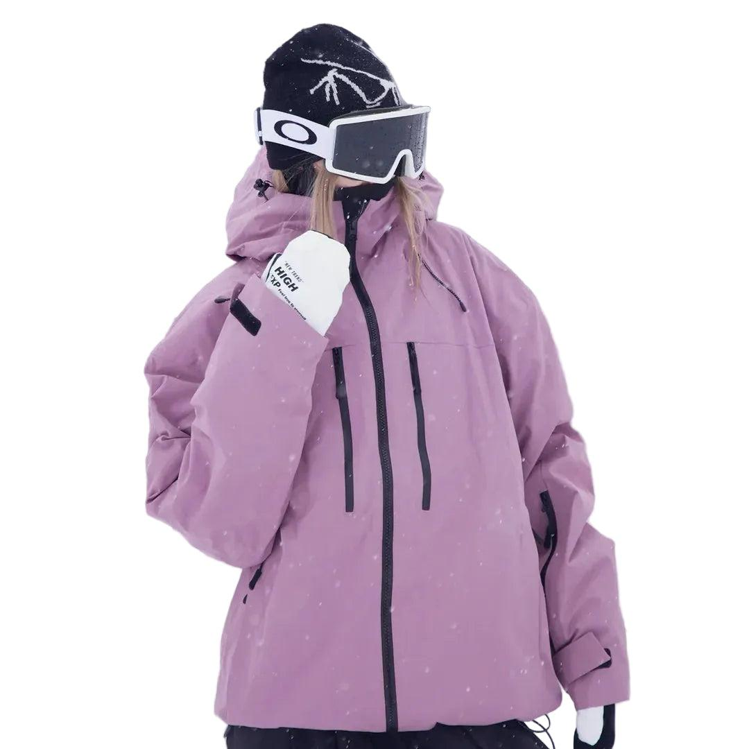 Unisex snöjacka med huva, dragkedjefickor och dragsko i nederkanten