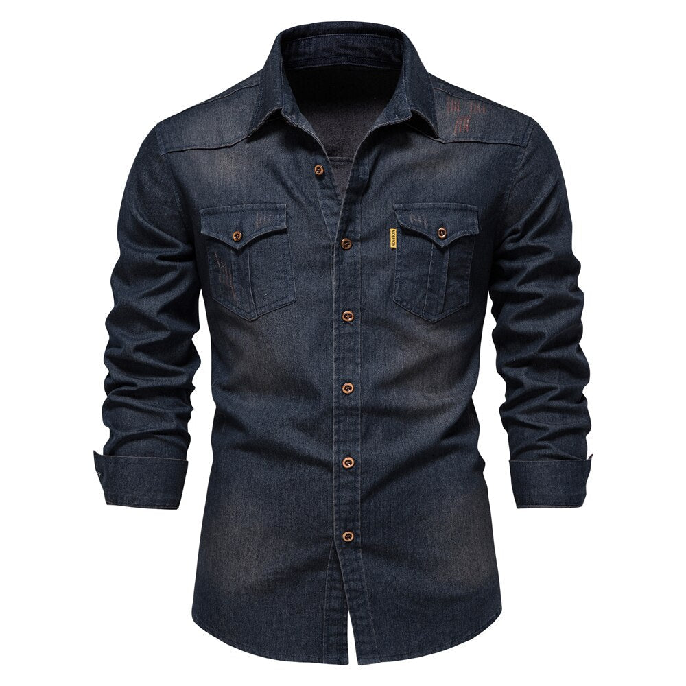 Elastisk skjorta i bomullsdenim - Logan