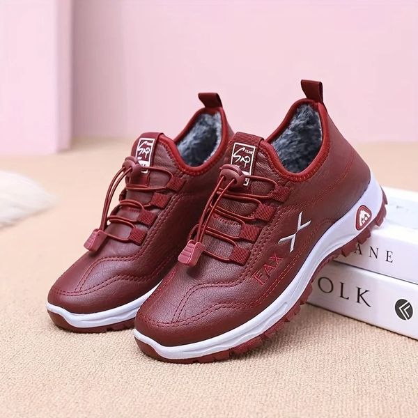 Vattentäta sneakers med snörning och fleecefoder för dam