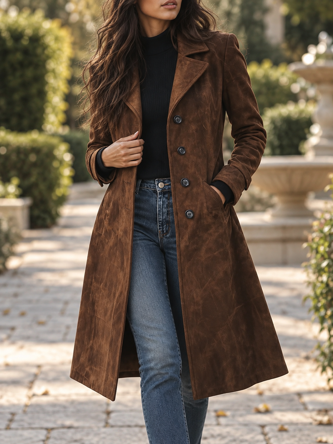 Trenchcoat dam med reverskrage och sidofickor