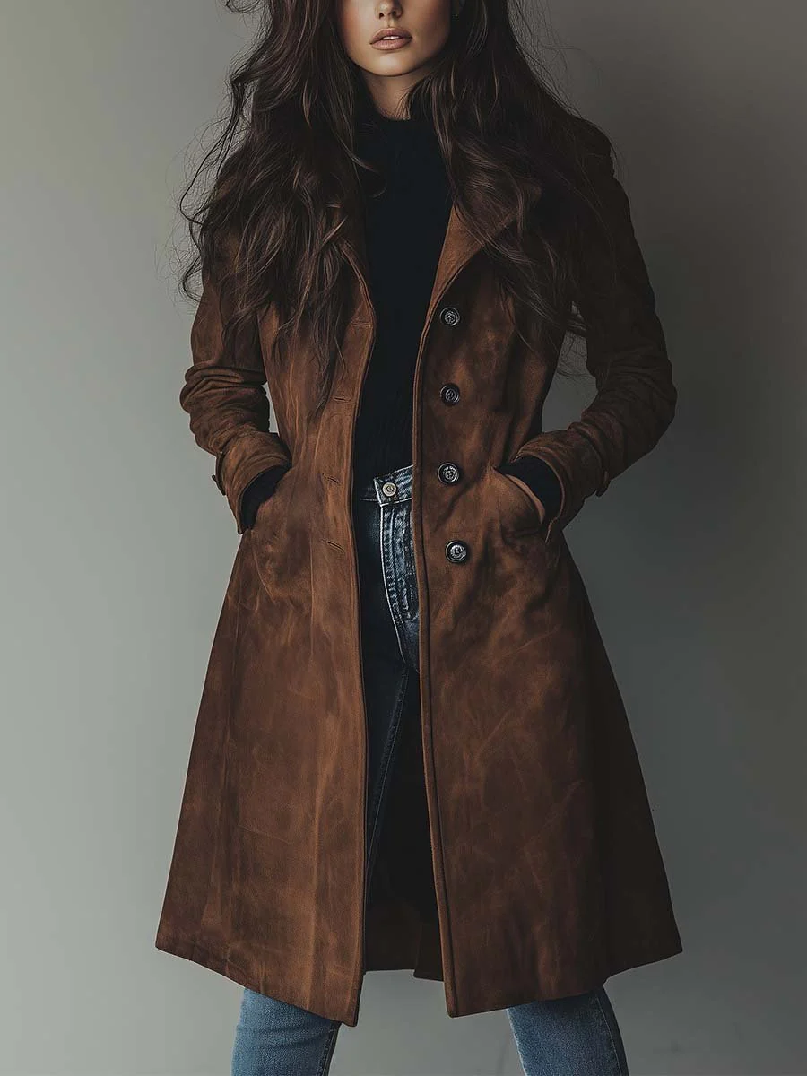 Trenchcoat dam med reverskrage och sidofickor