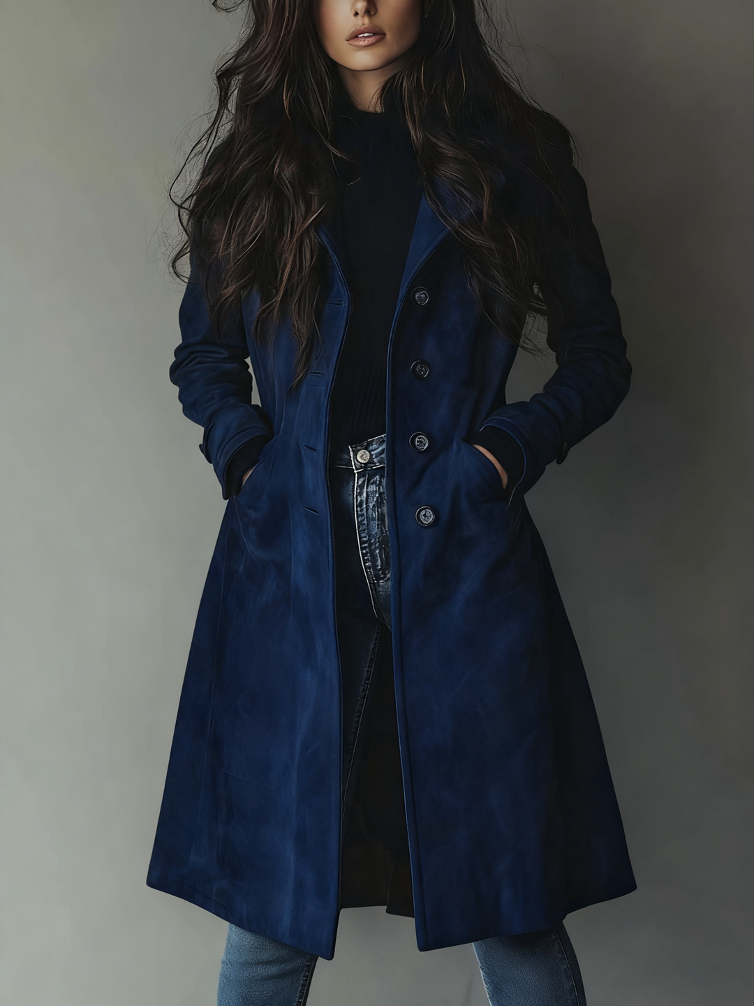 Trenchcoat dam med reverskrage och sidofickor